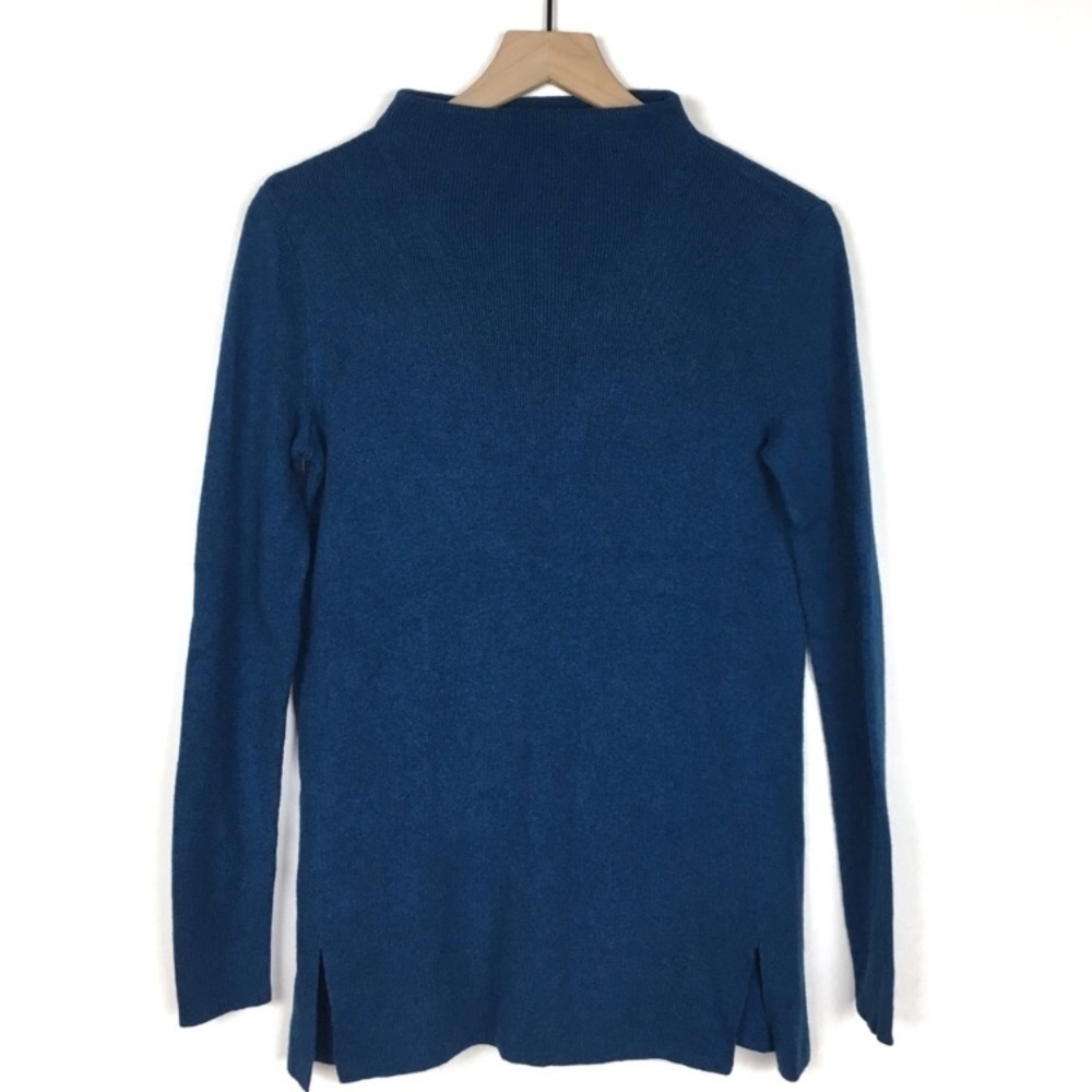 J JILL Sweater Silk Wool Mackenzie Pullover Tunic Mock Neck Minimalist Size XS